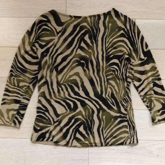 Animal print 3/4 sleeve sweater/top by Jones New York, S - Picture 4 of 12